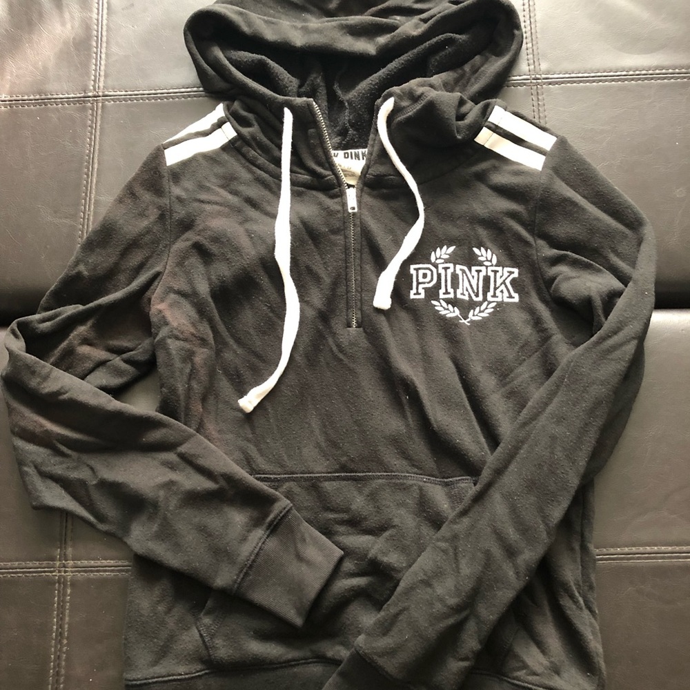 Victoria’s Secret PINK black half zip sweatshirt. Size XS.